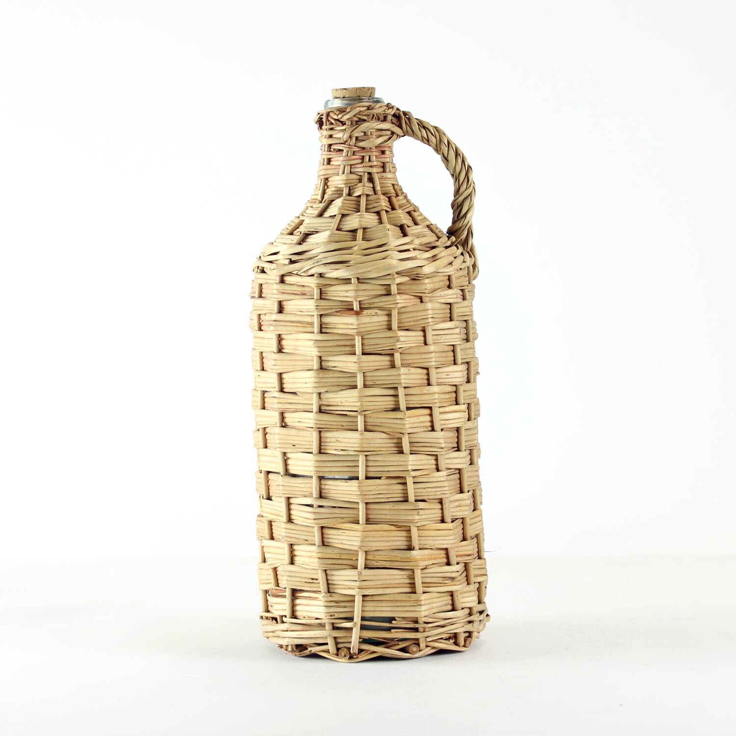 Bouteille en osier tressé vintage Demojohn, Tchécoslovaquie, années 1950