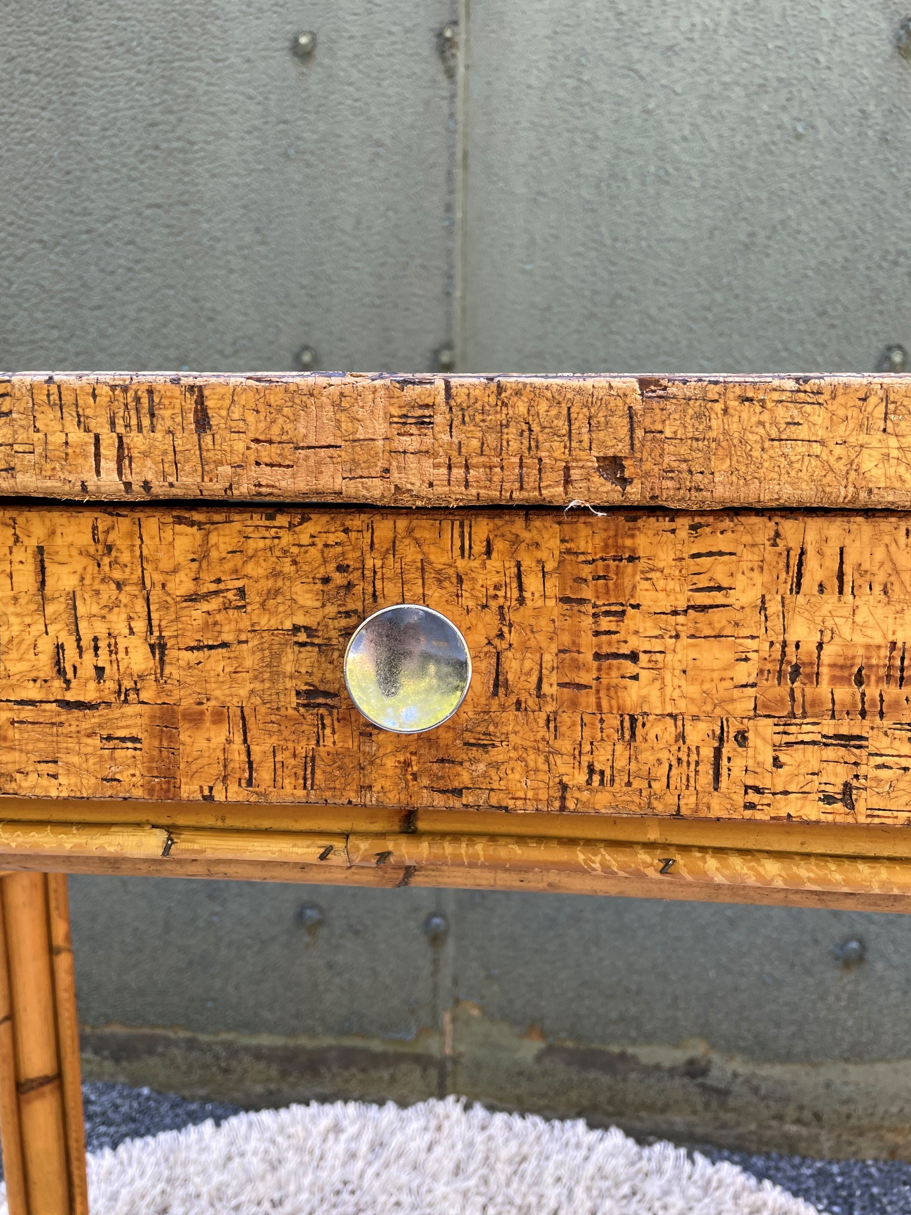 Vintage cork and rattan desk