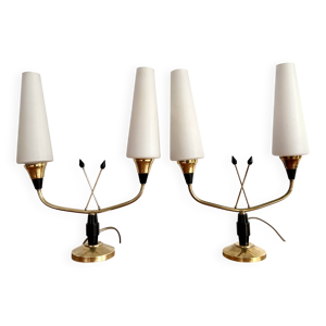 Paire de lampes en laiton