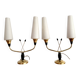 Pair of brass and opaline lamps from the 1950s.