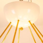 Stilnovo. Chandelier in gilded brass and white lacquered metal. Contemporary.