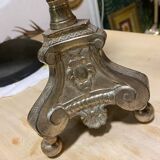 Croix d’autel crucifix laiton doré pied argenté