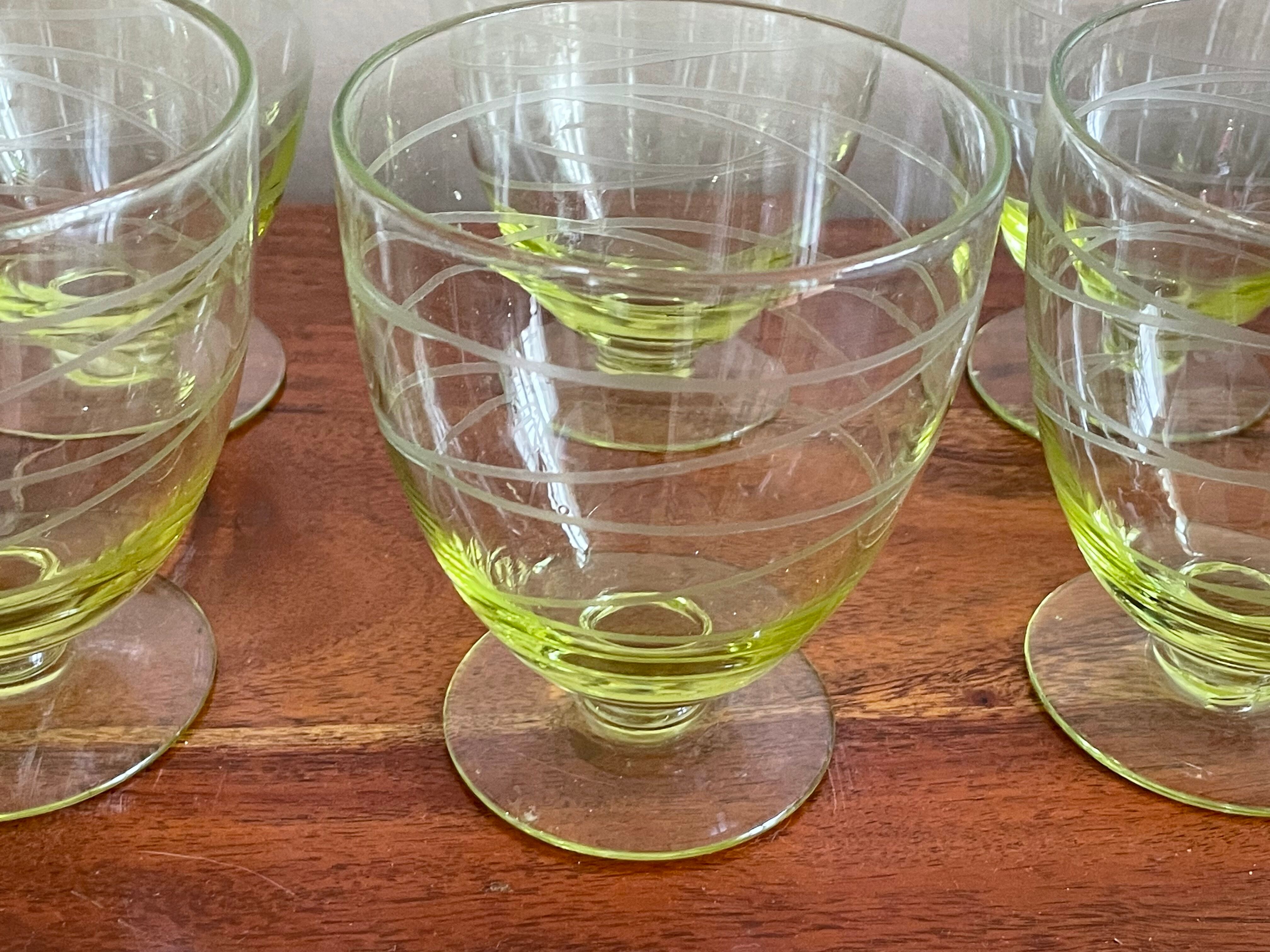 6 glasses yellow to orangeade