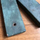 Ancient letter r sign metal painted