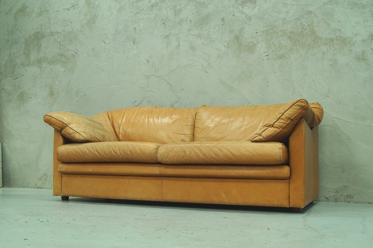 Swedish aniline leather sofa from IRE AB Skillingaryd Mobel, 1970s