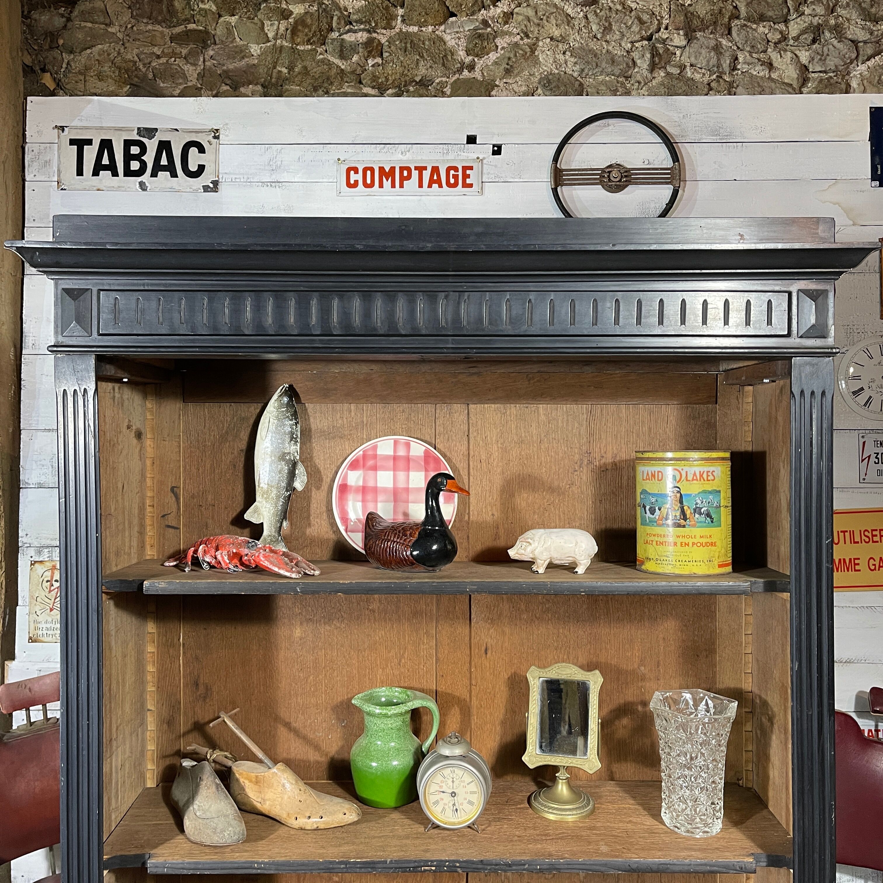Black patina bookcase