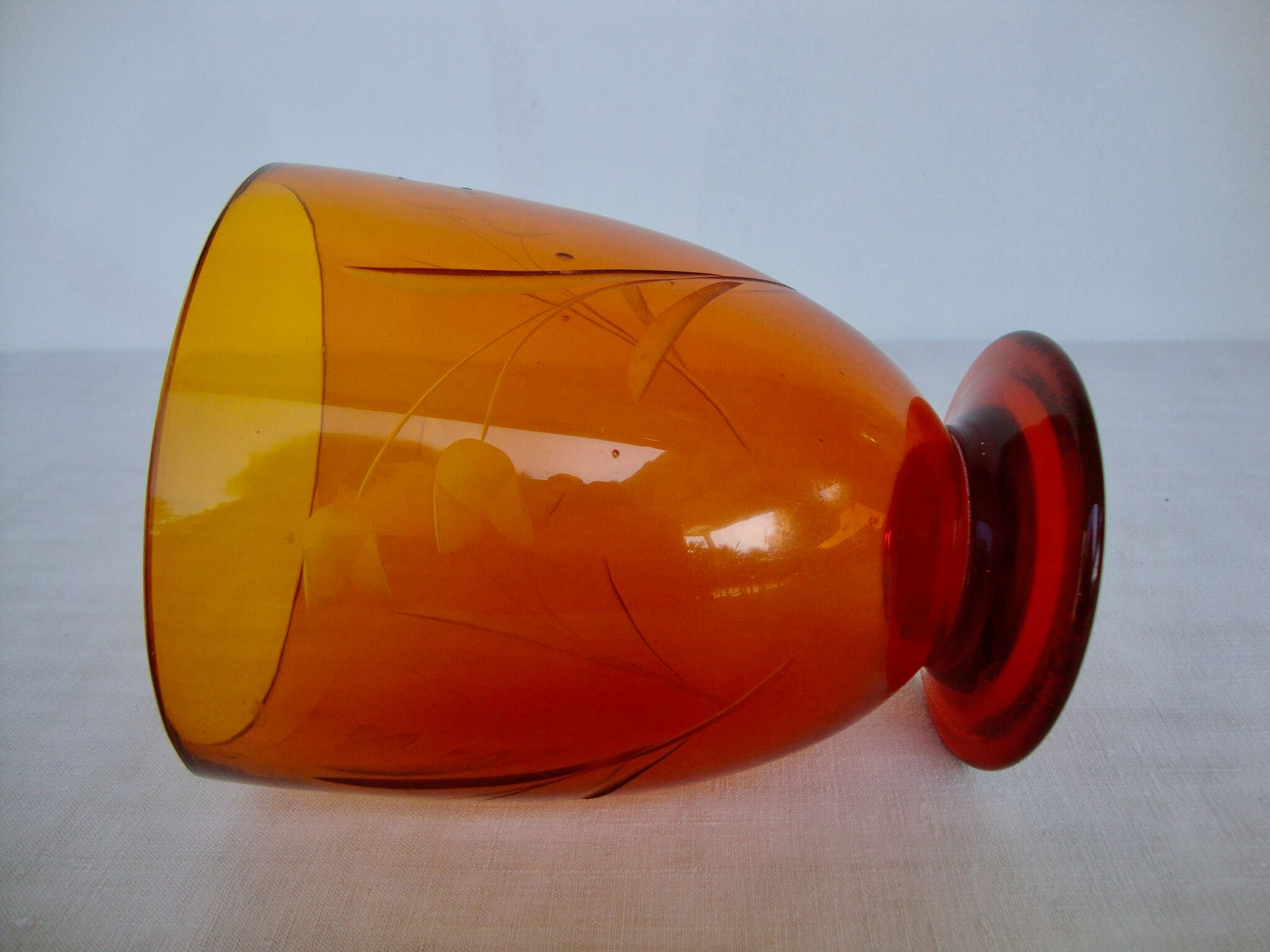 Blown and chiseled crystal vase