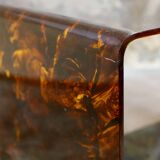 Tortoiseshell plexi side table on casters