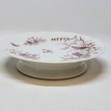 Superb Plate Dish on Pedestal 19th Century White Porcelain Bird Decor