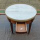 French hot water bottle table in Louis XVI style (1890); marble top and bronze gallery