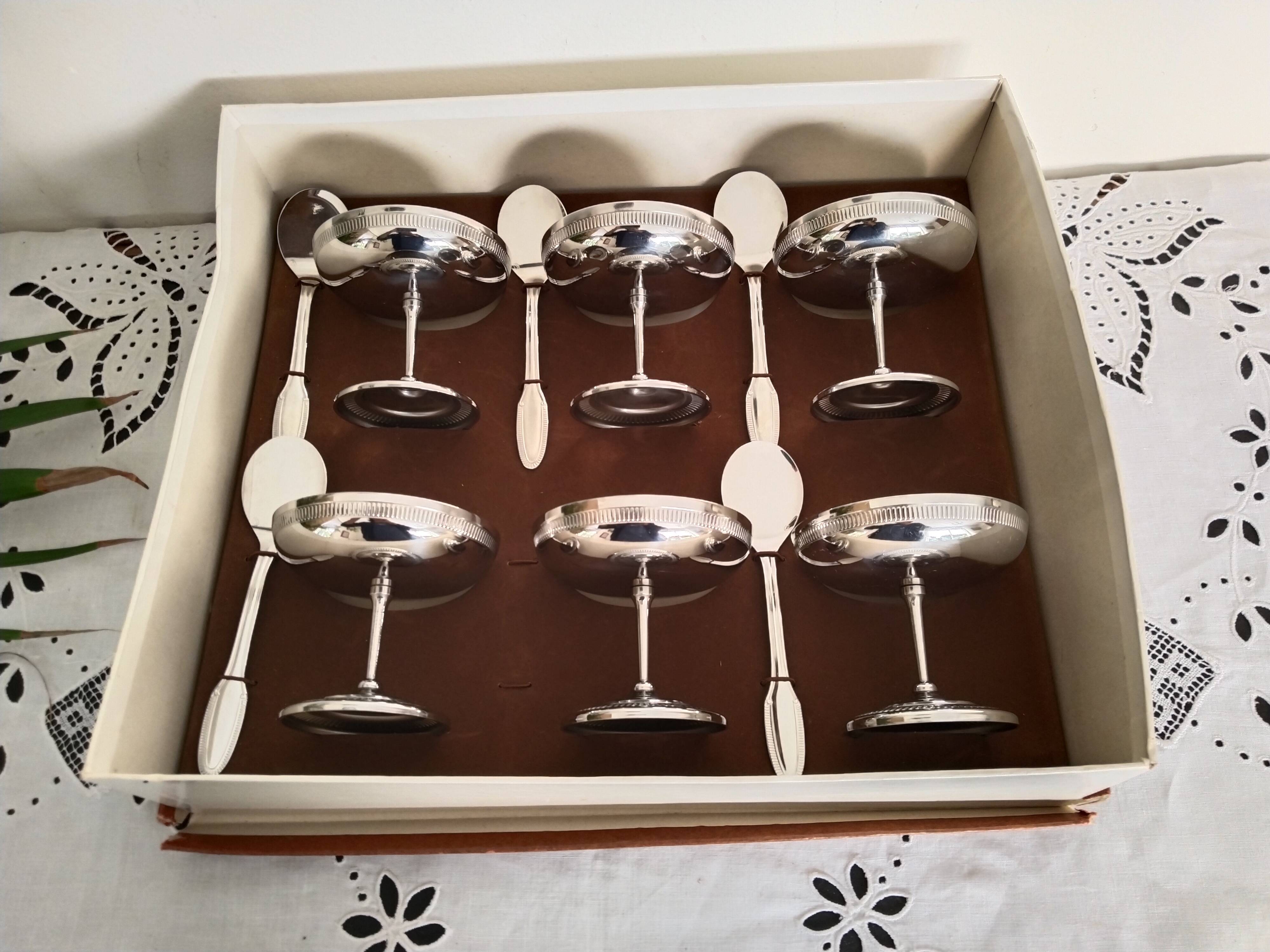 Guy Degrenne ice cream or sorbet cups, in stainless steel