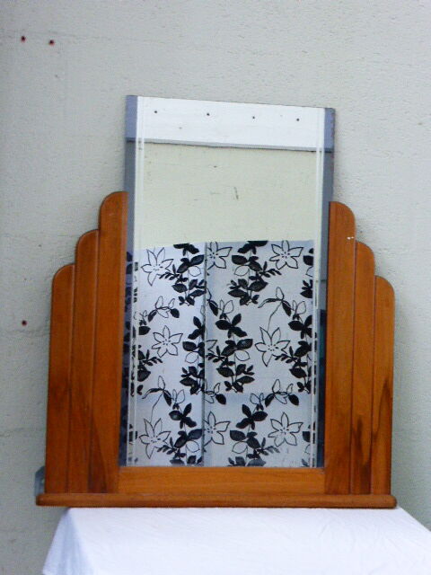 Art deco mirror, and column wooden frame