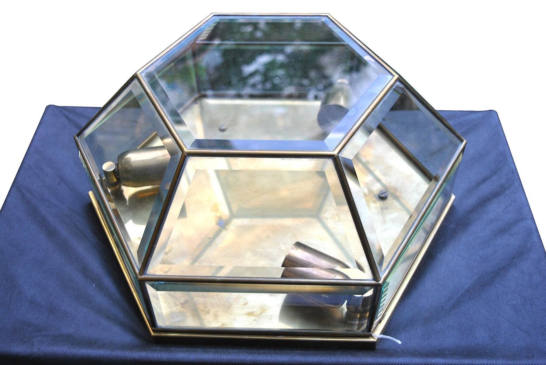 Brass and sculpted transparent crystal wall light, 1950s.