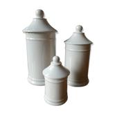 Pots à pharmacie en porcelaine blanche XIXème s.