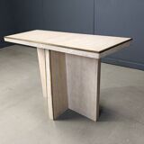 Console vintage en travertin et laiton, années 1970