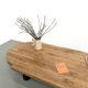 XXL oval coffee table in solid oak, cylindrical base, 1950s.