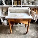 Coiffeuse, meuble de toilette en bois et marbre 80 x 48 cm