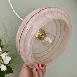 Vintage pink and red Clichy glass lampshade pendant light