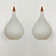 Set of 2 Swedish Opaline Pendant Lamps by Uno and Östen Kristiansson for Lu
