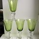 Set of 4 wine glass bubbled glass of Biot green 70s