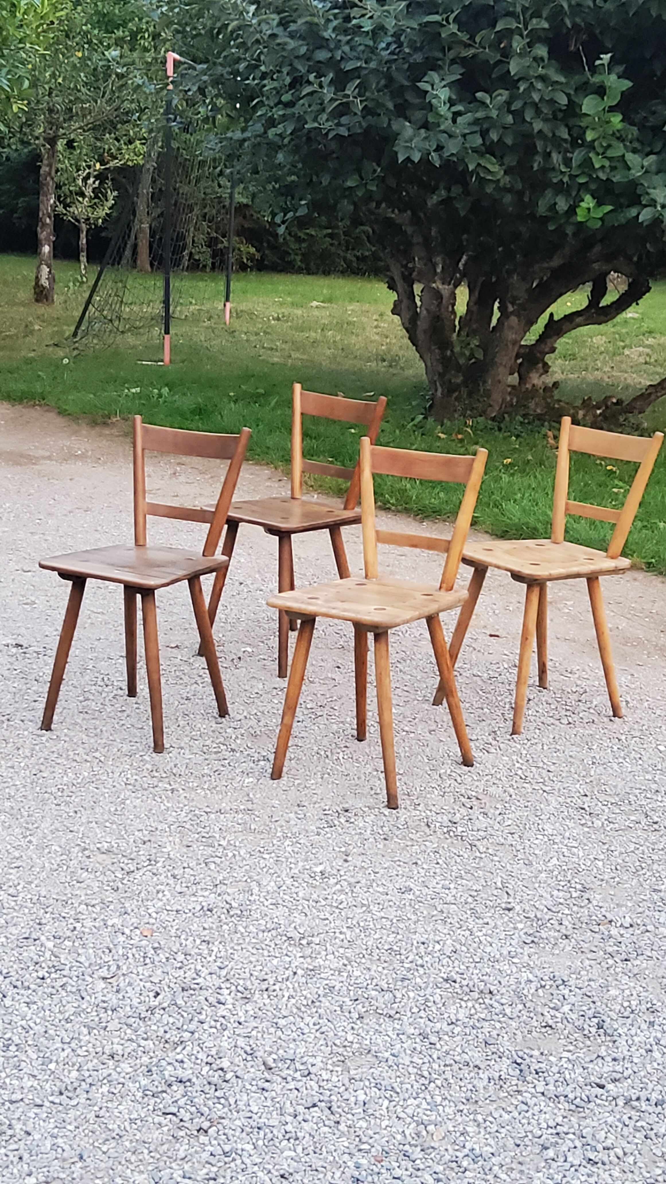Set of 4 Scandinavian style beech chairs