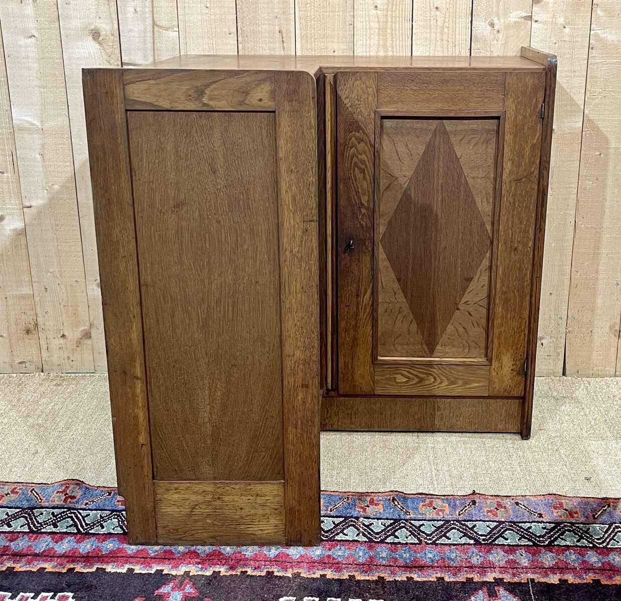 1950s oak corner cabinet