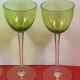 Baccarat - "perfection" model - 5 signed green crystal wine glasses