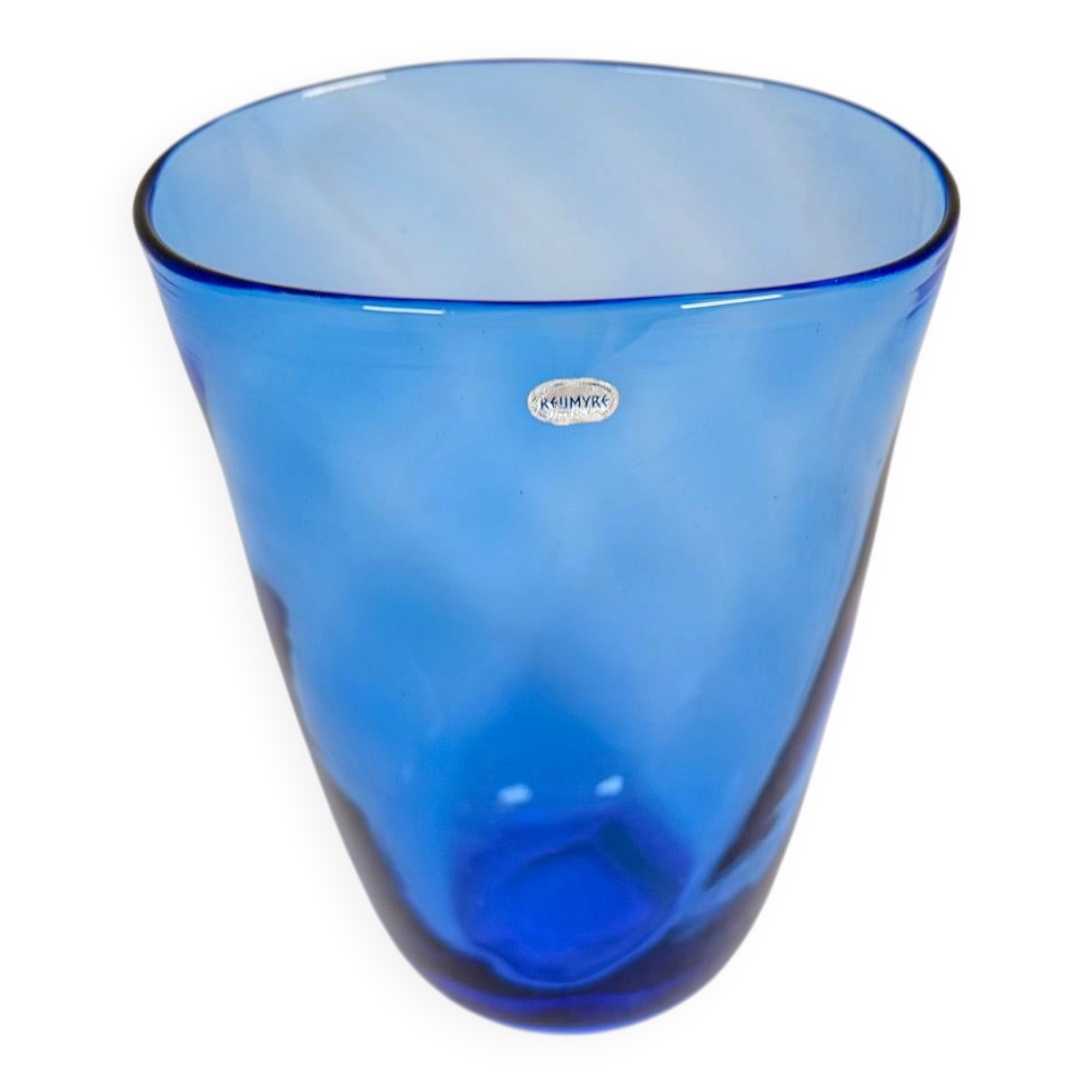 Art Deco Set of 6 Sculpted Glass Vases Handmade Reijmyre, Sweden, 1930s