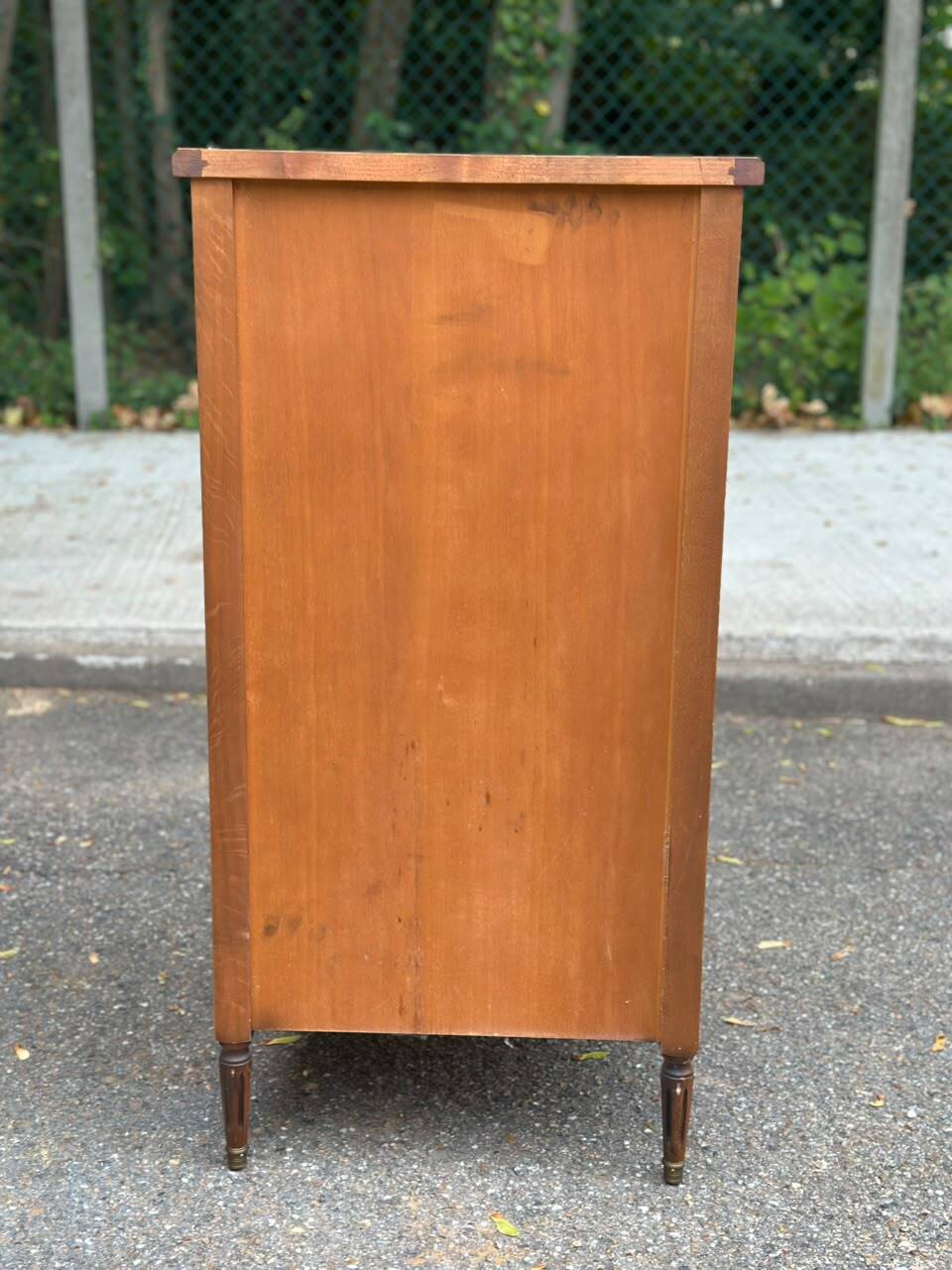 Louis XVI solid cherry wood chest of drawers with 5 drawers, 1980.
