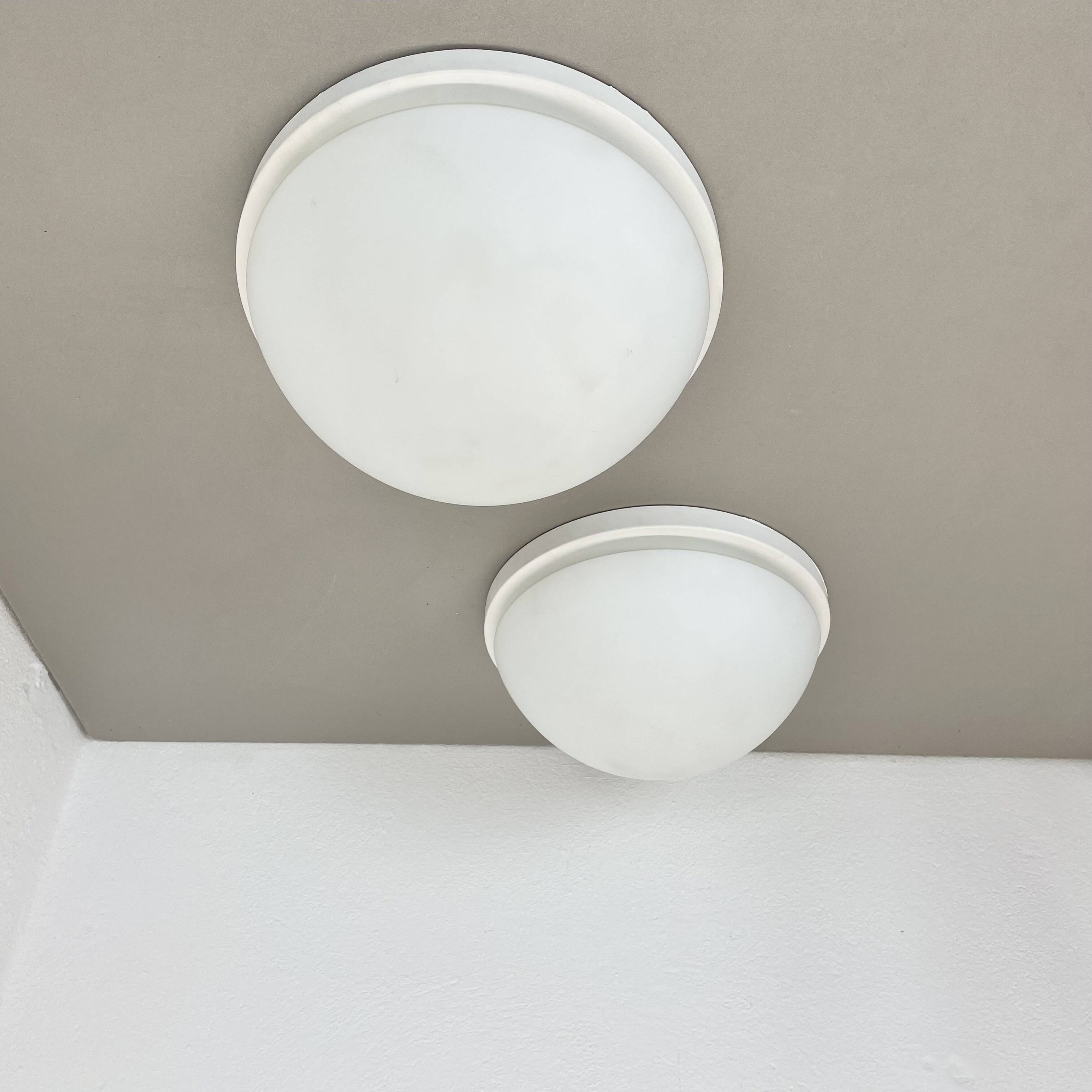 Set of 2 metal and glass Wall ceiling Lights by Glashütte Limburg, Germany,