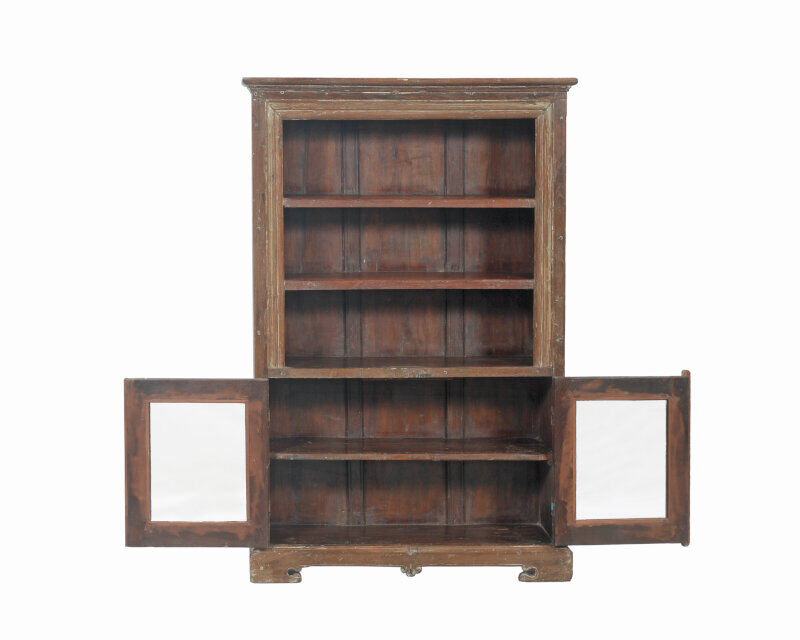 Bibliotheque armoire vaisselier marron vieux teck piece d'origine