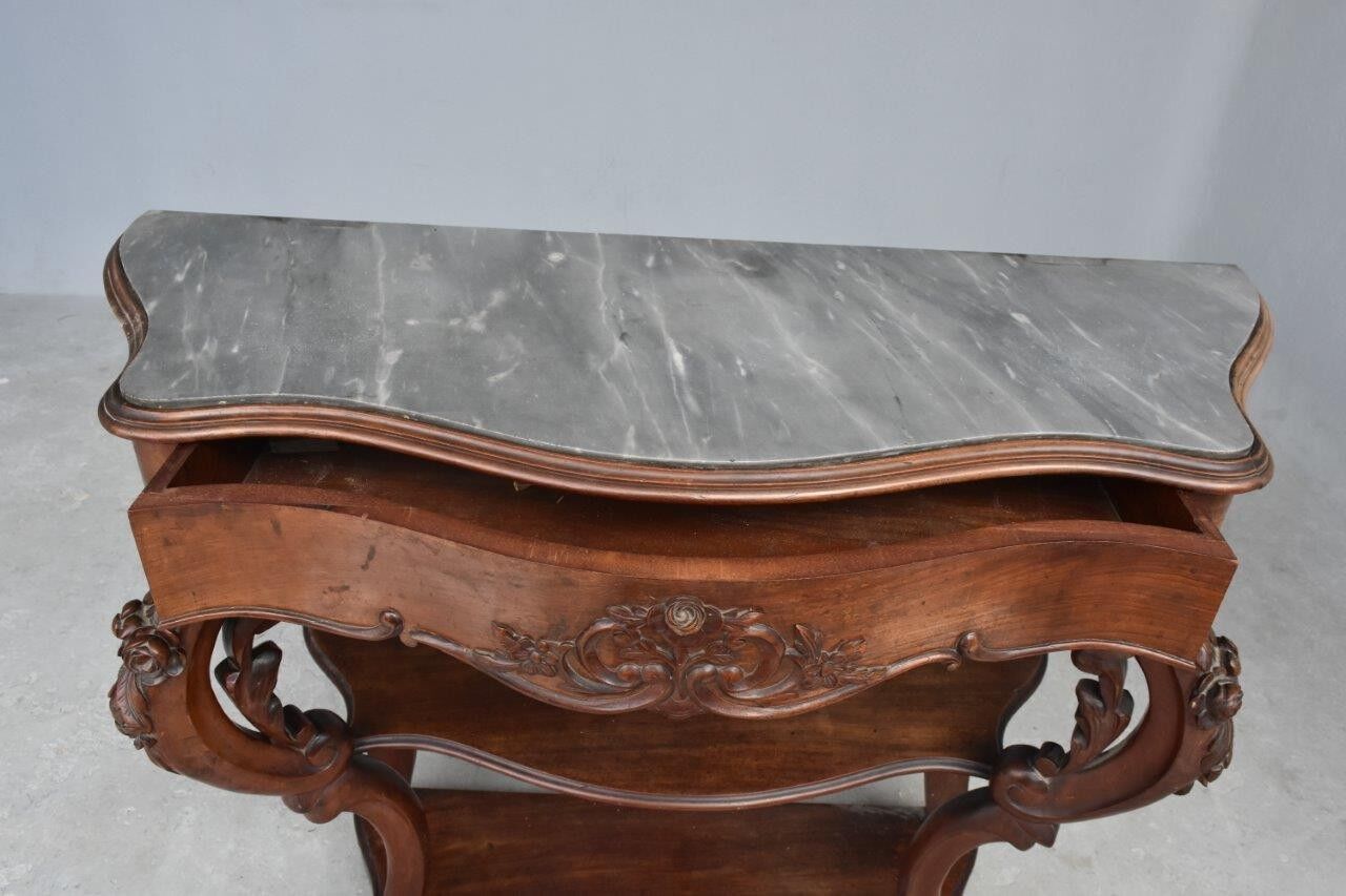 Console style Napoleon III era marble top mahogany end XIX