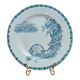 Dessert plate in ironstone Clairefontaine model Buffon blue with old landscape decoration.