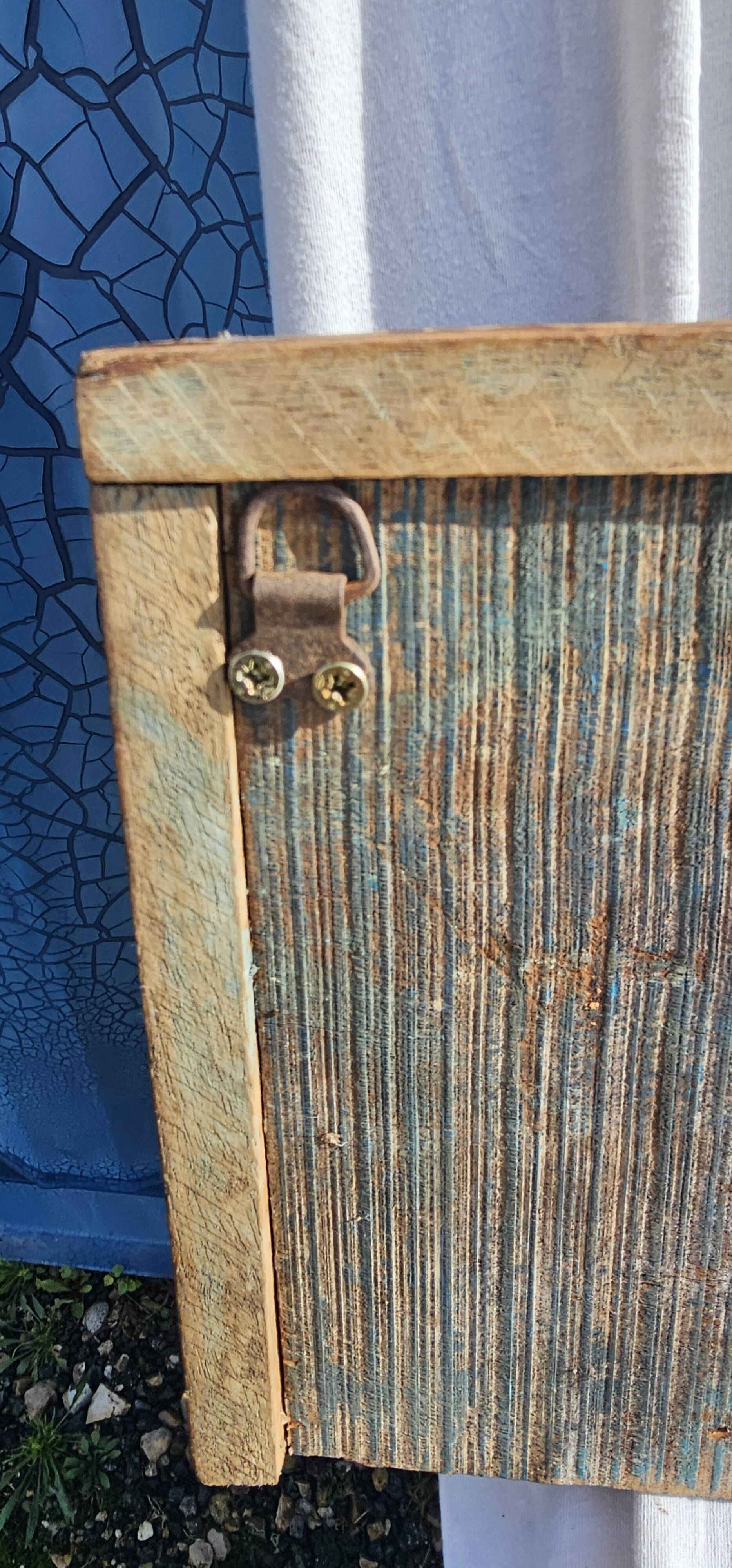 Teak coat rack with 10 double cast iron hooks