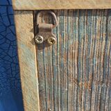 Teak coat rack with 10 double cast iron hooks