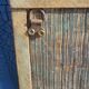 Teak coat rack with 10 double cast iron hooks