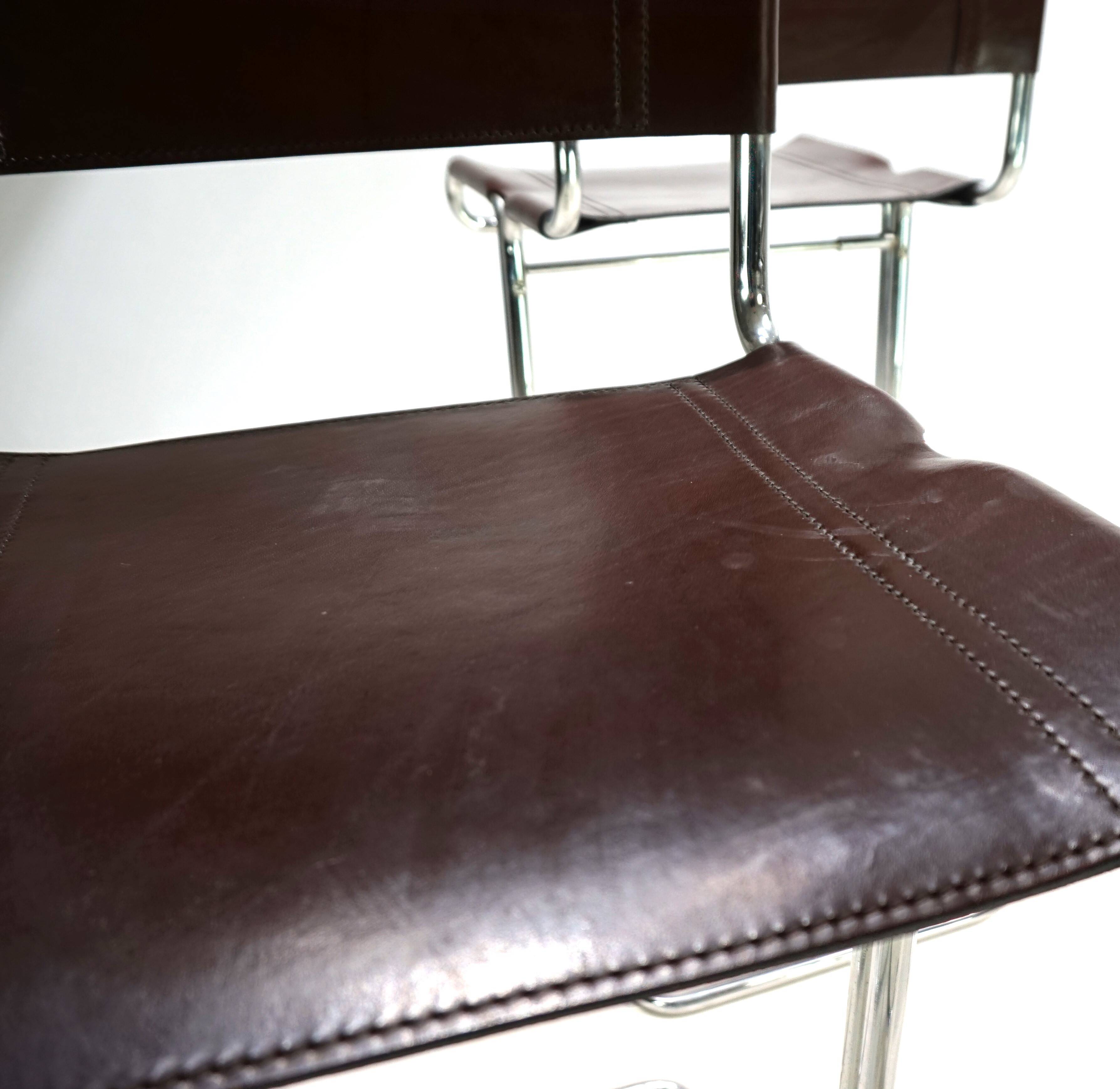 Ensemble de 4 tabourets de bar en acier tubulaire Linea Veam, 1960