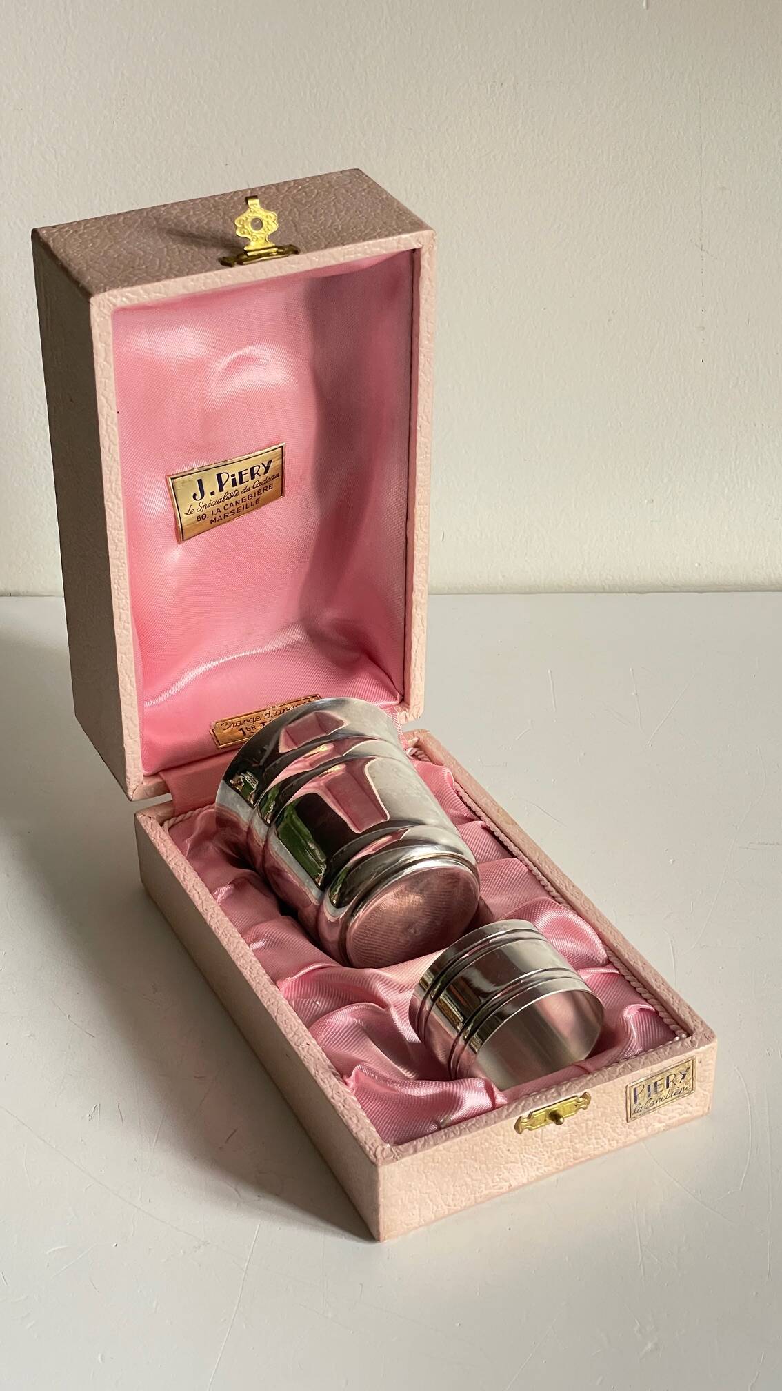 Silver-plated glass and napkin ring by UDNER