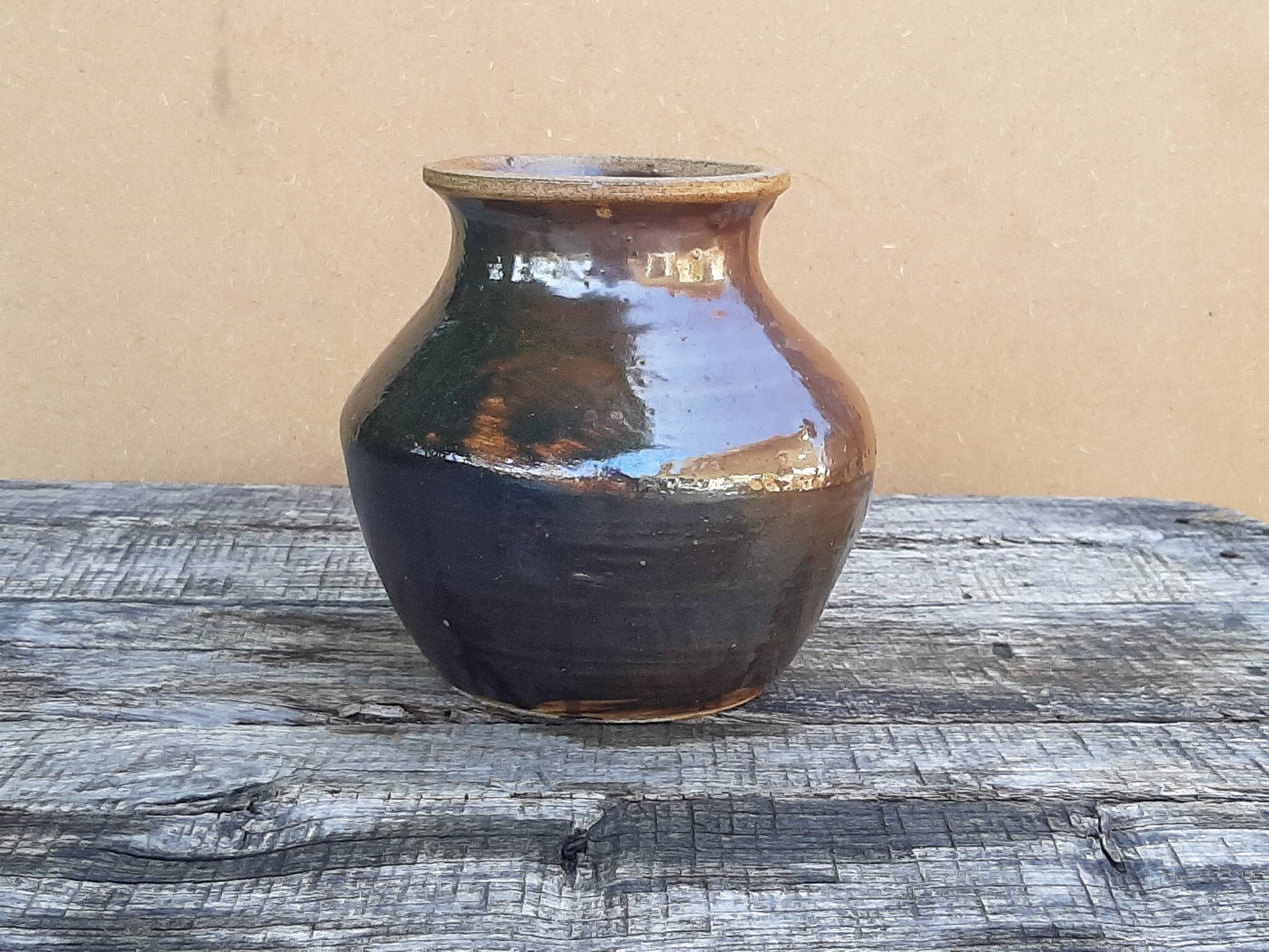 Vintage 1970s glazed stoneware vase