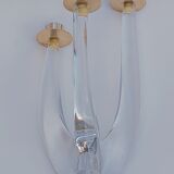 Schneider candle holder in crystal and gilded metal - three lights - 1960s