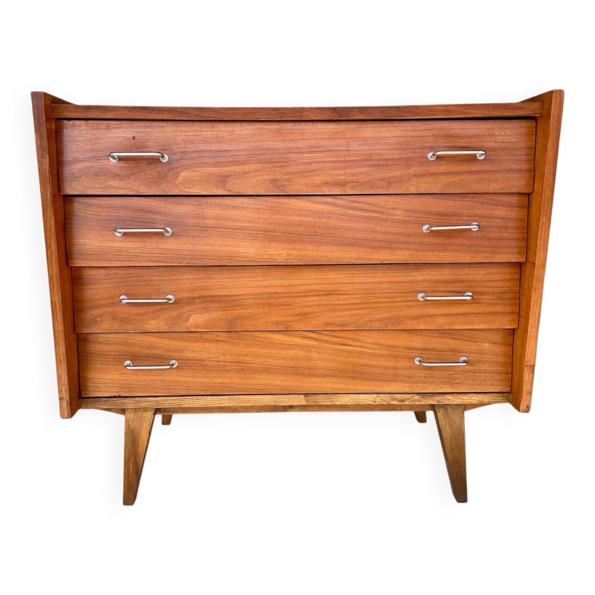 Vintage walnut commode with tapered legs circa 1950s