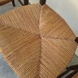 Set of 6 high-backed straw-seated chairs in solid oak from the early 1900s.