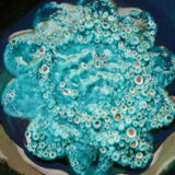 Vintage 1950s/60s blue and turquoise glazed ceramic ashtray, collector's item