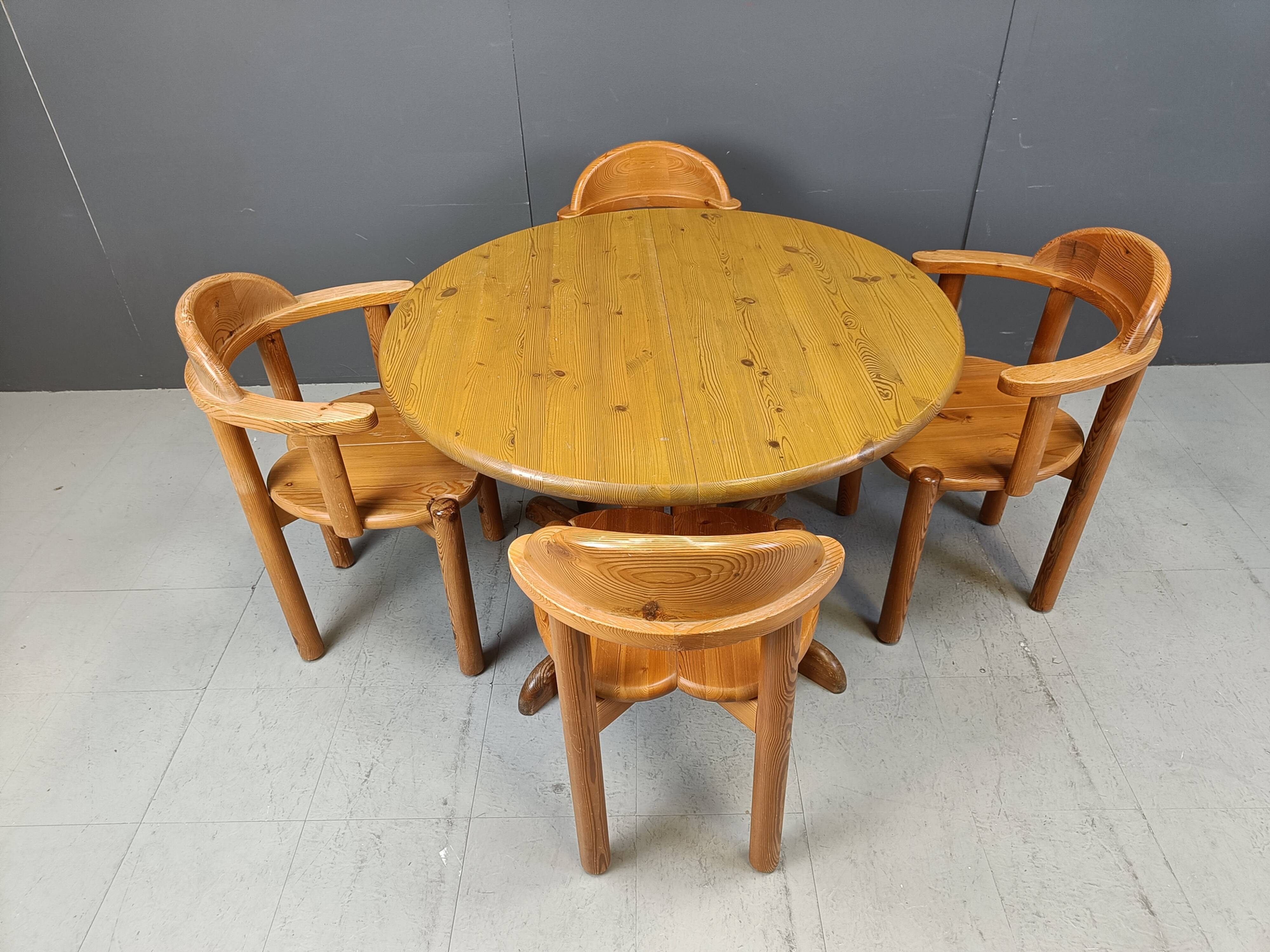Rainer Daumiller pine wood dining set for Hirtshals Savvaerk - set of 4
