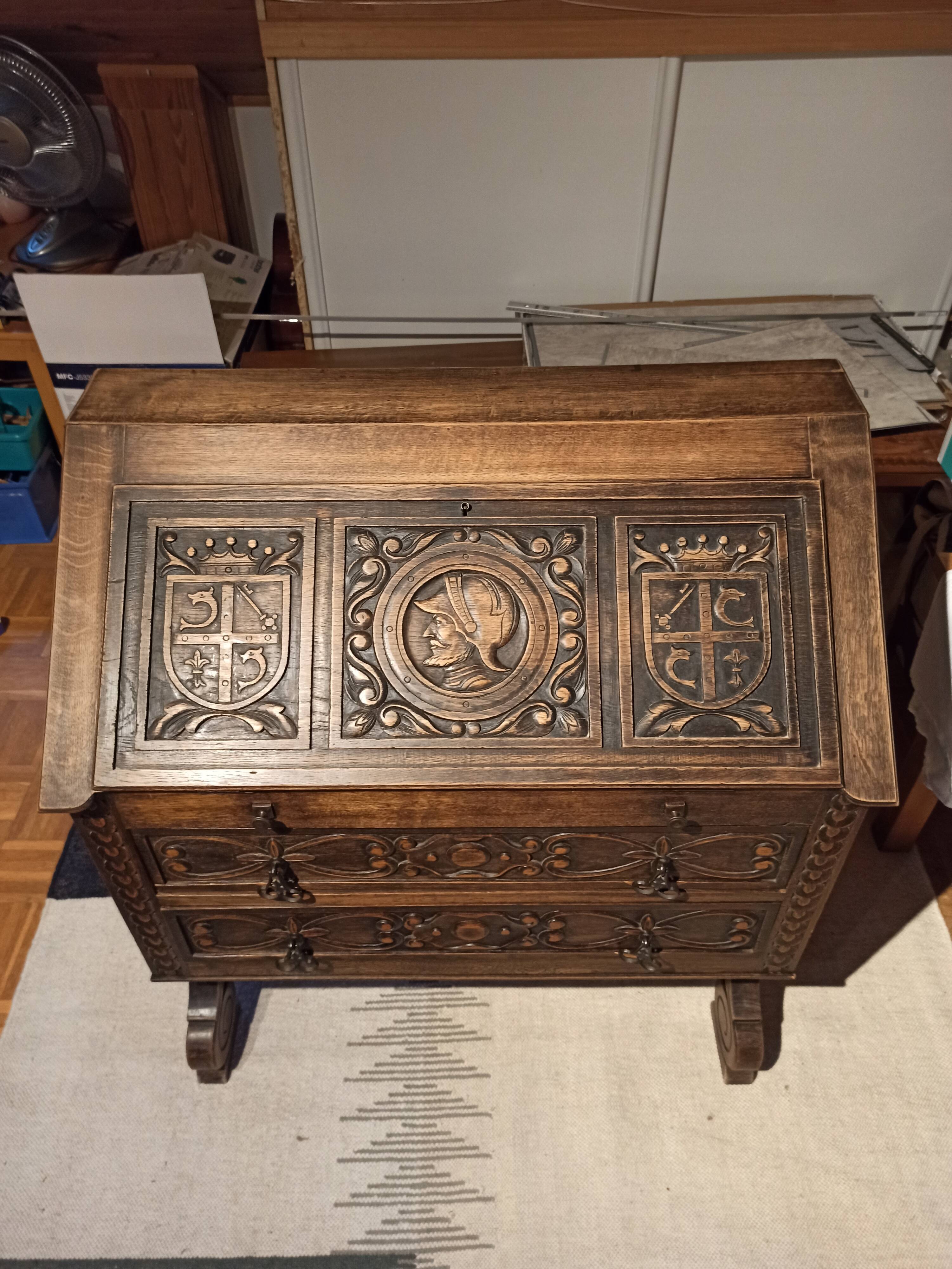 Secretary carved coat of arms of the Dauphiné
