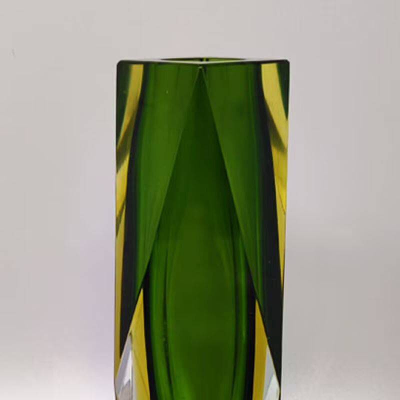 1960s Astonishing Green Vase By Flavio Poli for Seguso. Made in Italy