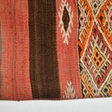 Turkish Red & Brown Striped Vintage Kilim Rug, 87x127Cm