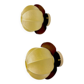 Pair of Italian "Cocoon" wall lights, resin and pine wood, 1970