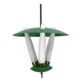 Lanterne du milieu du siècle à trois verres opalins verts. Italie années 1950