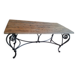 Table bois et fer forgé